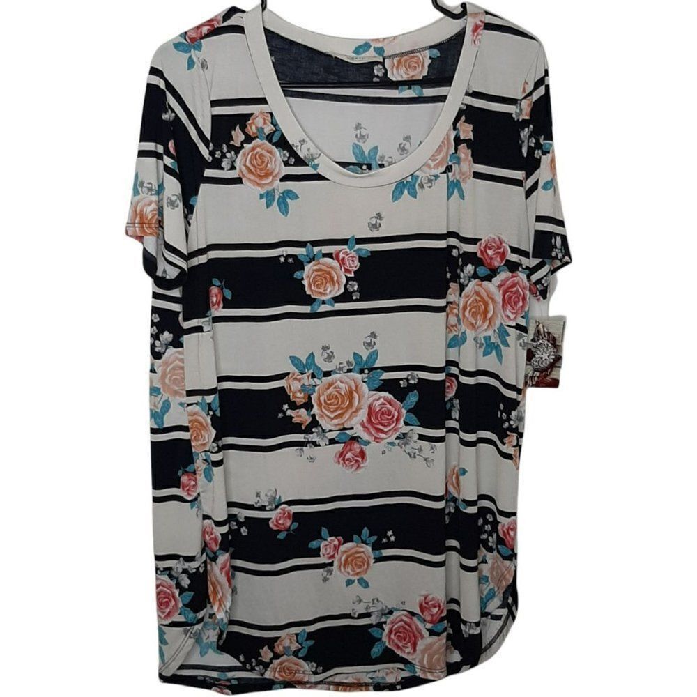A.Gain Made in USA Striped Floral Top sz 2XL NWT